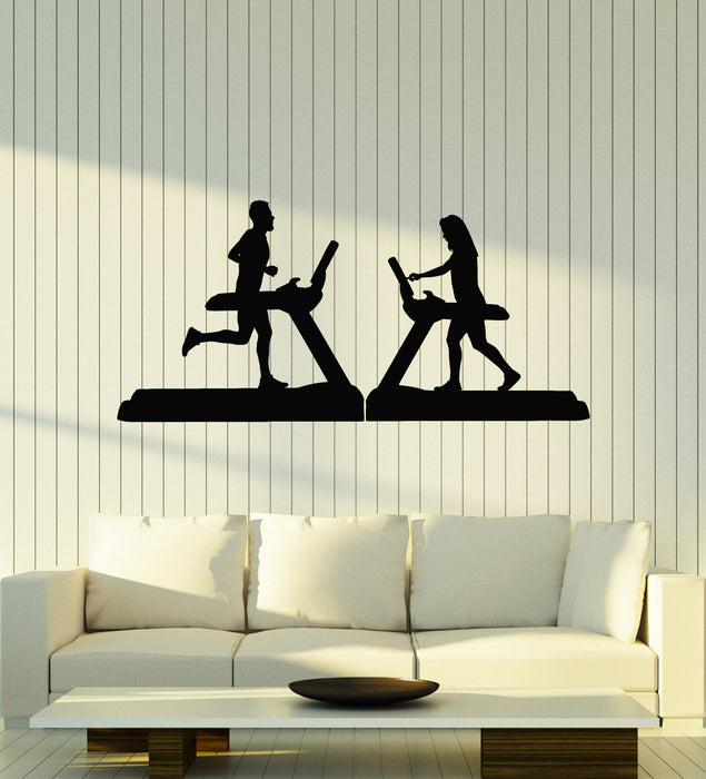 Vinyl Wall Decal Bodybuilding Fitness Club Man Woman Run Gym Stickers Mural (g5960)