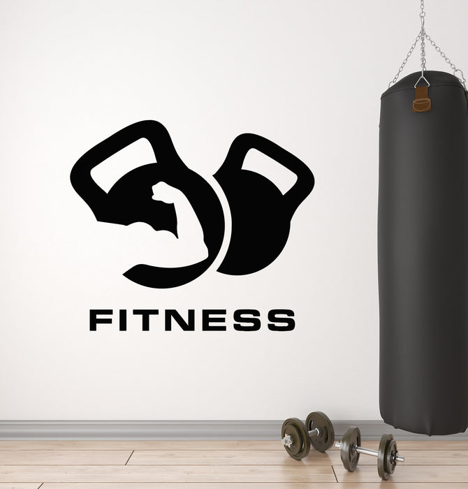 Autocollant mural en vinyle Kettlebell Gym Man Fitness Bodybuilding Sports Stickers Mural (g5895)