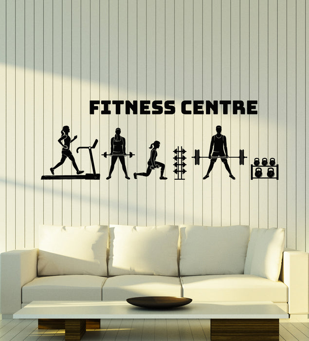 Vinyl Wall Decal Gym Woman Fitness Center Bodybuilding Sports Stickers Mural (g6060)