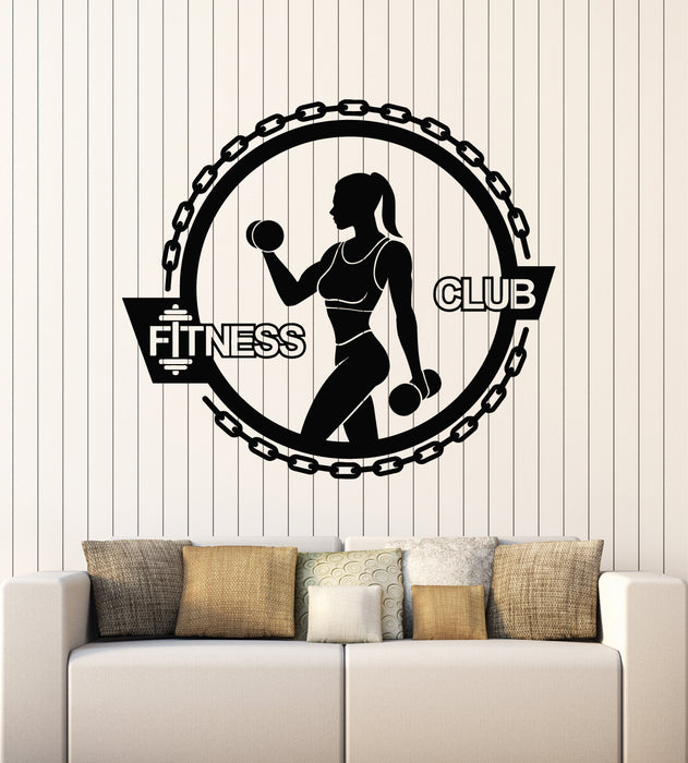 Vinyl Wall Decal Muscle Woman Gym Fitness Sports Healthy Lifestyle Stickers Mural (g2978)