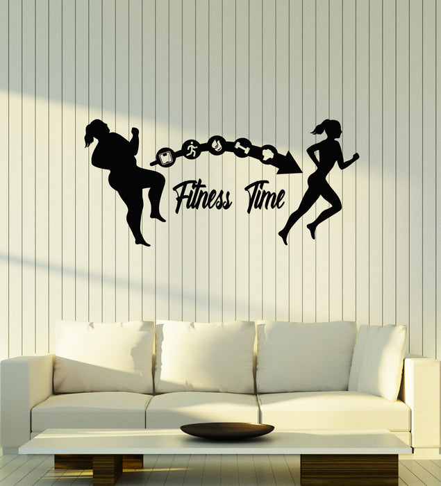 Vinyl Wall Decal Fitness Time Gym Motivation Decor Healthy Lifestyle Stickers Mural (g4105)