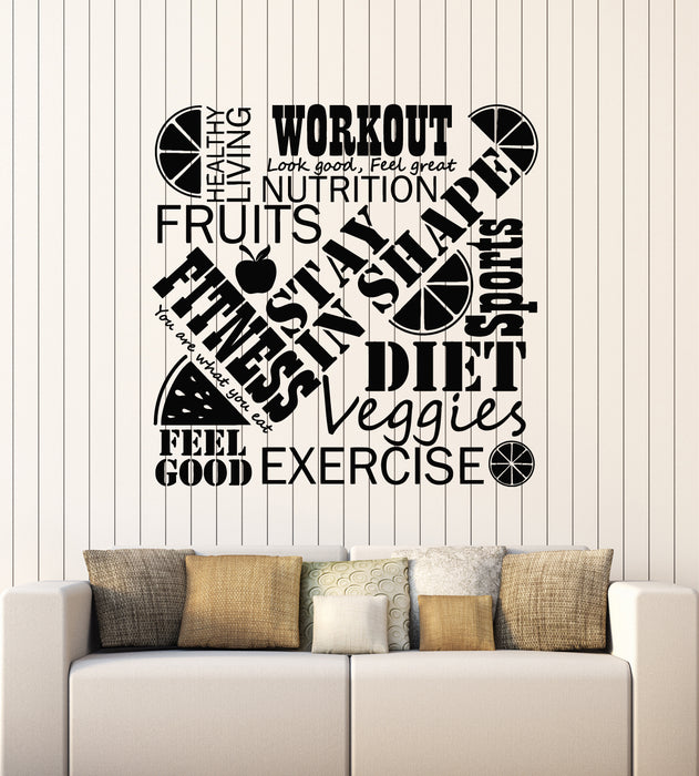 Vinyl Wall Decal Fitness Feel Good Gym Workout Sports Diet Stickers Mural (g5036)