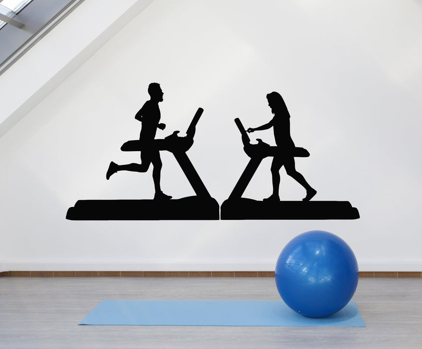 Vinyl Wall Decal Bodybuilding Fitness Club Man Woman Run Gym Stickers Mural (g5960)