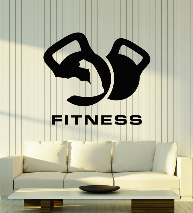Autocollant mural en vinyle Kettlebell Gym Man Fitness Bodybuilding Sports Stickers Mural (g5895)