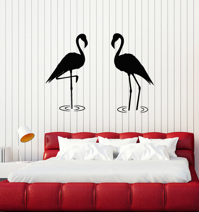 Vinyl Wall Decal Couple Flamingo Birds Animals Bathroom Stickers Mural (g7556)