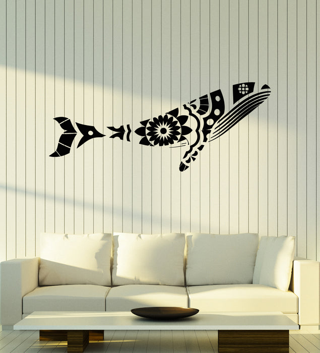 Vinyl Wall Decal Abstract Animal Whale Floral Pattern Bathroom Stickers Mural (g3799)