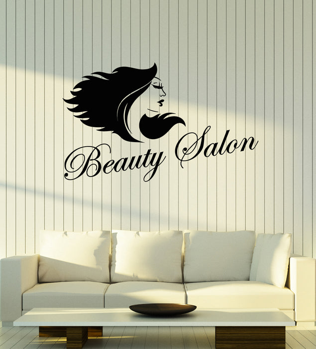 Vinyl Wall Decal Lettering Beauty Salon Fashion Woman Profile Stickers Mural (g3238)