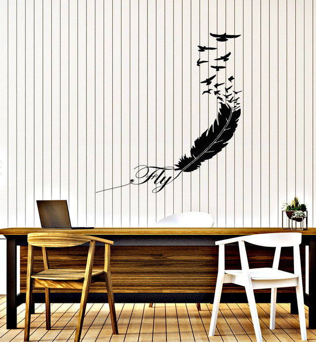 Vinyl Wall Decal Bird Feather Fly Birds Patterns Writing Decor Stickers Mural (g7894)