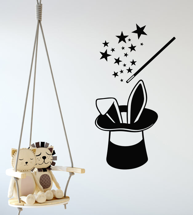 Autocollant mural en vinyle Magic Hat Trick Rabbit Magician Illusion Magic Wand Stickers Mural (g7107)