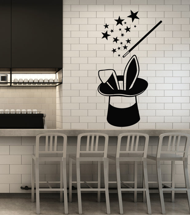 Autocollant mural en vinyle Magic Hat Trick Rabbit Magician Illusion Magic Wand Stickers Mural (g7107)