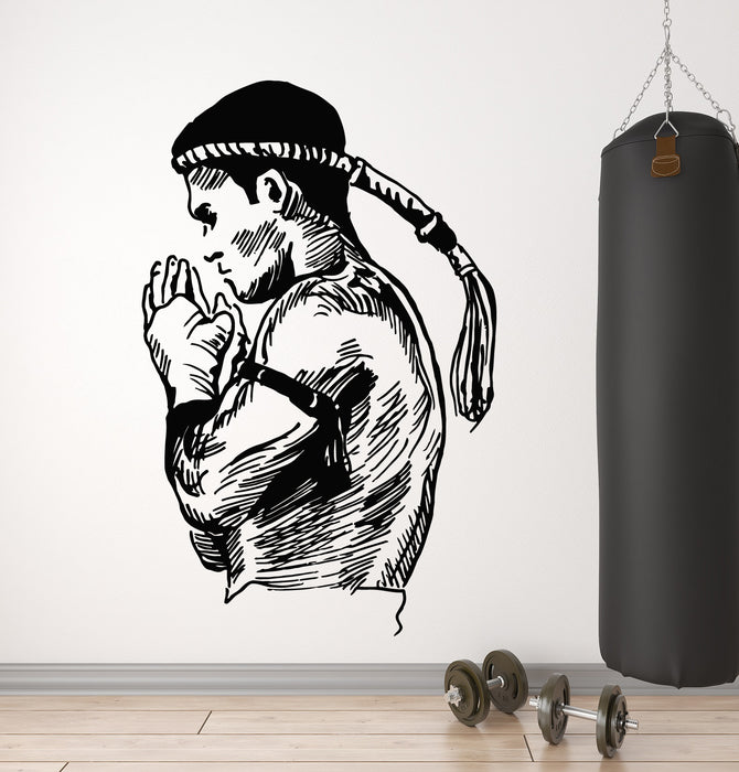 Vinyl Wall Decal Fighter Hand Sketch Muay Thai Sport Warrior Stickers Mural (g7091)