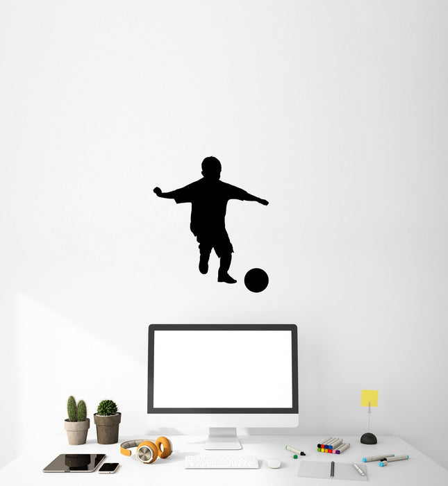 Vinyl Wall Decal Sport Football Player Soccer Boy Ball Game Sticker Mural (g010)