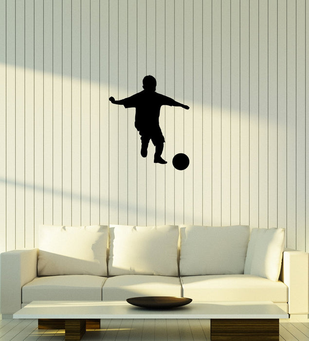 Vinyl Wall Decal Sport Football Player Soccer Boy Ball Game Sticker Mural (g010)