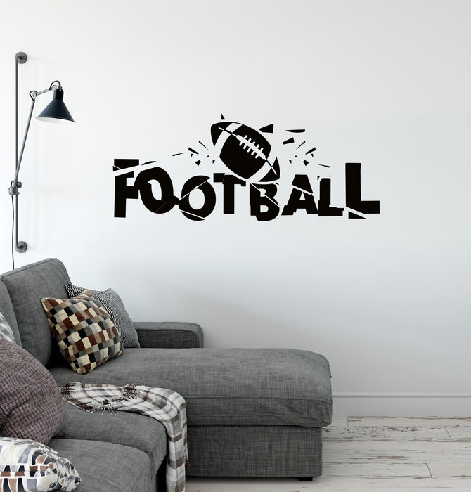 Vinyl Wall Decal Football Word Crack Fan Ball Sports Room Decor Stickers Mural (ig6341)