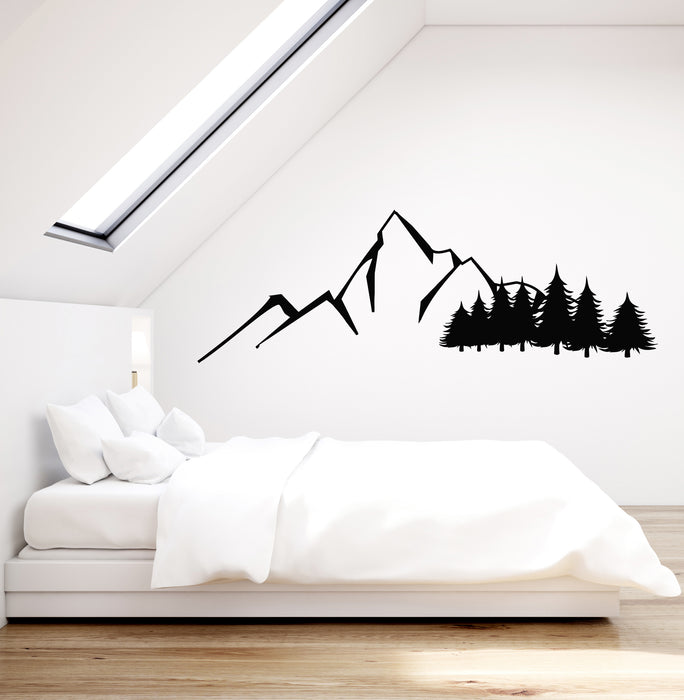 Vinyl Wall Decal Living Room Decor Forest Mountains Nature Stickers Mural (g5903)