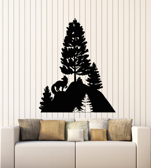 Vinyl Wall Decal Forest Trees Nature Wild Animal Predator Fox Stickers Mural (g4831)