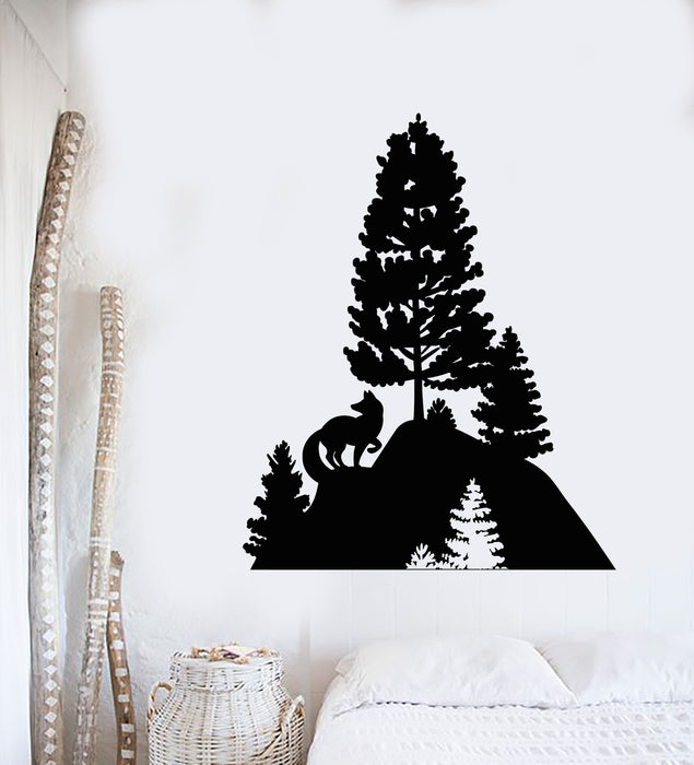 Vinyl Wall Decal Forest Trees Nature Wild Animal Predator Fox Stickers Mural (g4831)