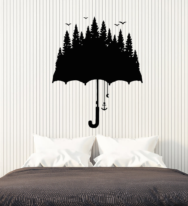 Vinyl Wall Decal Umbrella Forest Fir Trees Nature Living Room Stickers Mural (g4114)