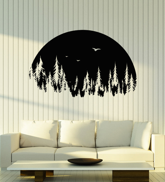 Vinyl Wall Decal Bedroom Art Forest Nature Fir Trees Moon Night Stickers Mural (g4280)