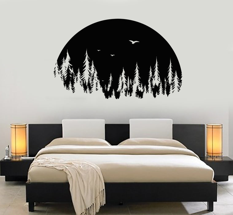 Vinyl Wall Decal Bedroom Art Forest Nature Fir Trees Moon Night Stickers Mural (g4280)