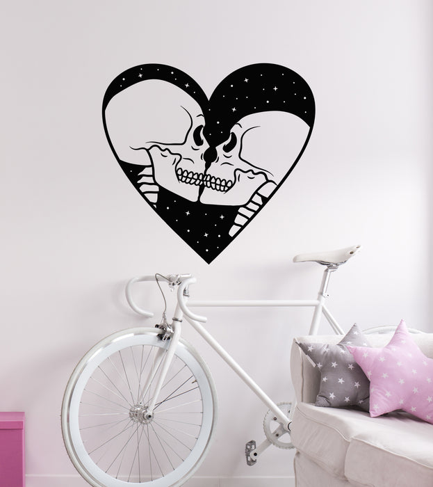 Vinyl Wall Decal Forever Love Couple Skull Heart Stars Decor Stickers Mural (g8450)