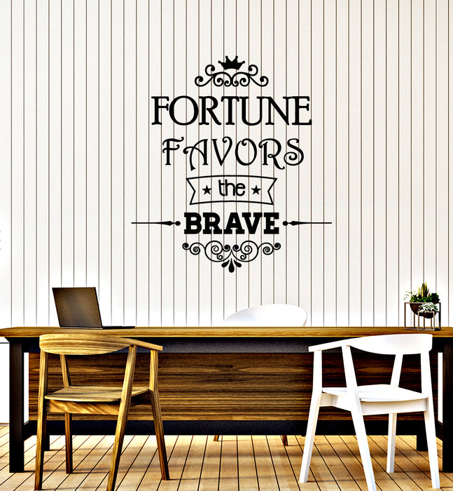 Autocollant mural en vinyle La fortune favorise les courageux Citation inspirante Autocollants muraux (g3714)