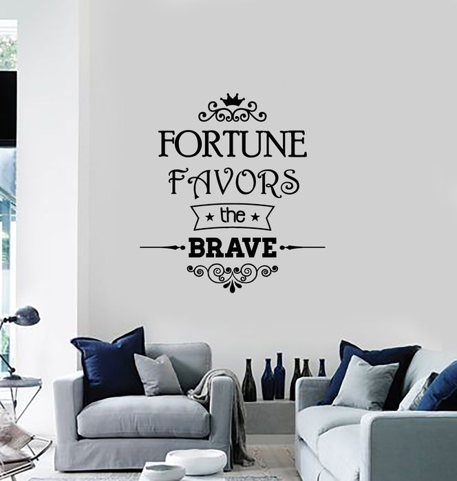 Autocollant mural en vinyle La fortune favorise les courageux Citation inspirante Autocollants muraux (g3714)