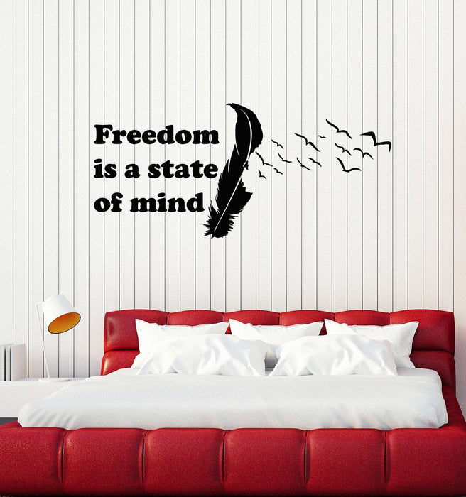 Vinyl Wall Decal Freedom Quote Feather Birds Inspirational Art Decor Stickers Mural (ig5261)