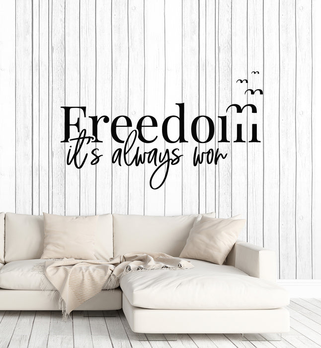 Vinyl Wall Decal Words Phrase Freedom Birds Room Decoration Stickers Mural (g1931)