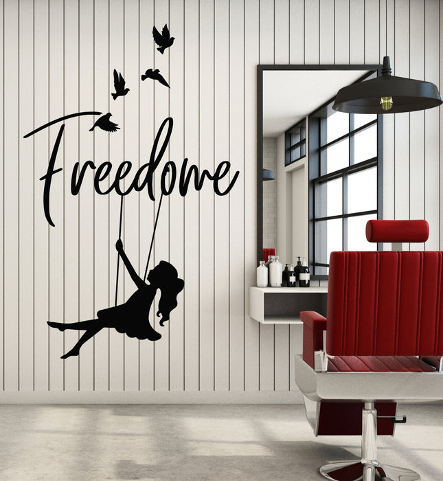 Vinyl Wall Decal Freedom Swing Girl Room Birds Dreams Art Stickers Mural (g5364)