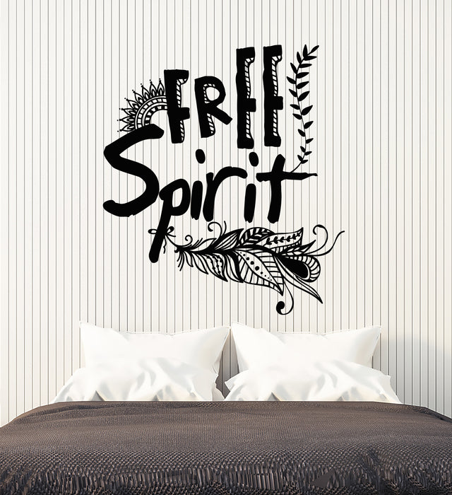 Vinyl Wall Decal Bedroom Feathers Free Spirit Ethnic Style Stickers Mural (g4947)