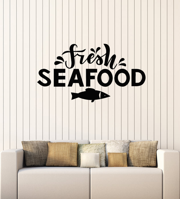 Autocollant mural en vinyle pour restaurant de fruits de mer frais, poisson, bar de plage, autocollants muraux (g1983)