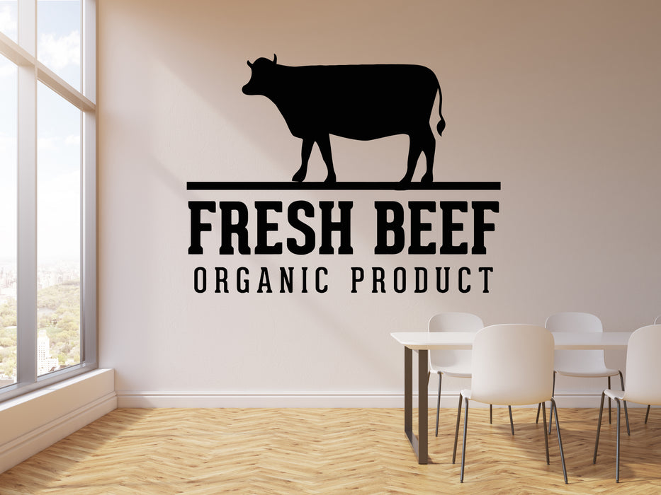 Vinyl Wall Decal Fresh Beef Organic Product Butcher Shop Bull Stickers Mural (g7321)