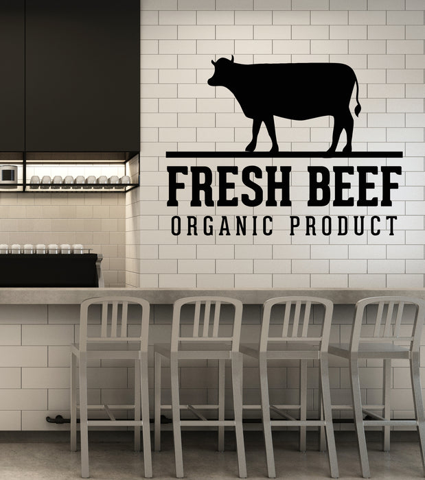 Vinyl Wall Decal Fresh Beef Organic Product Butcher Shop Bull Stickers Mural (g7321)