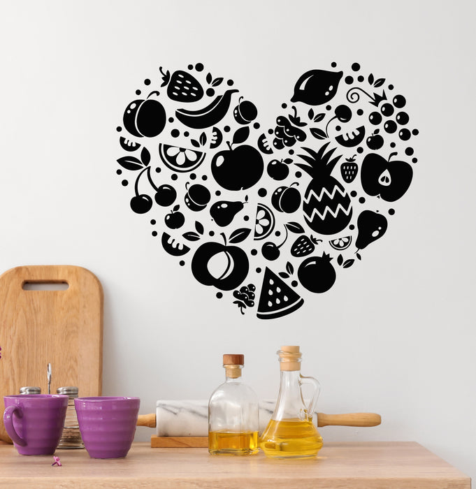 Vinyl Wall Decal  Fruits Vegetables Food Healthy Eating Love Stickers Mural (g5537)
