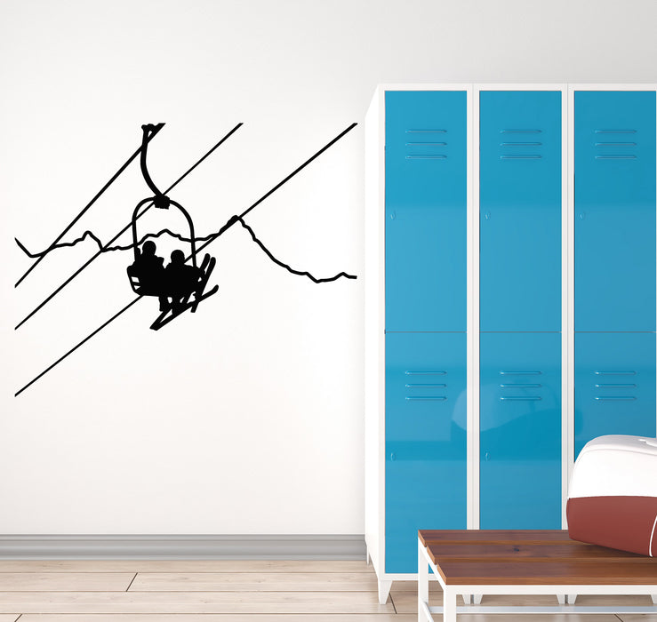 Vinyl Wall Decal Funicular Station Skiers Skiing Winter Sport Mountain Stickers Mural (g1789)