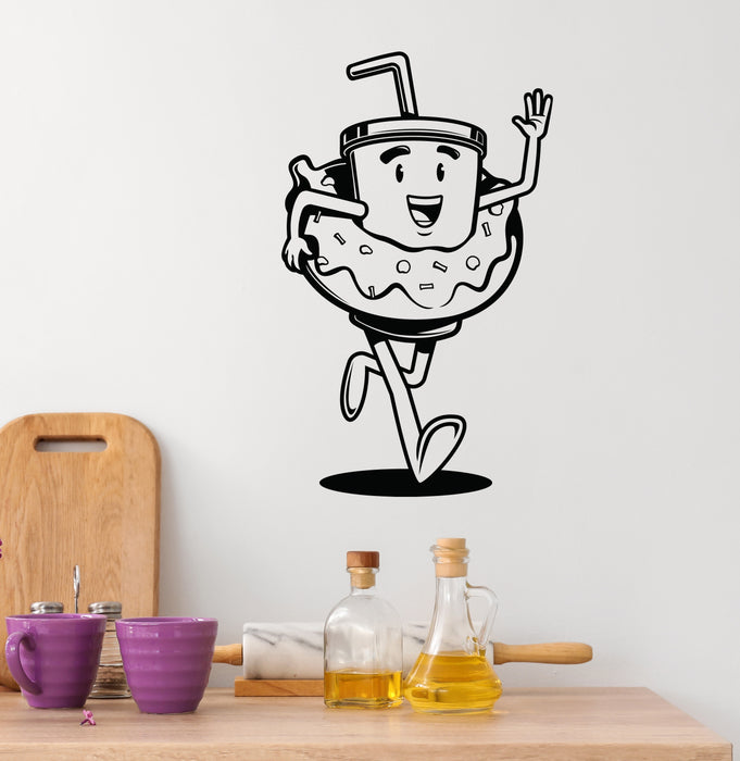 Funny Cup Vinyl Wall Decal Decor for Cafe Coffee Donut Stickers Mural (k128)