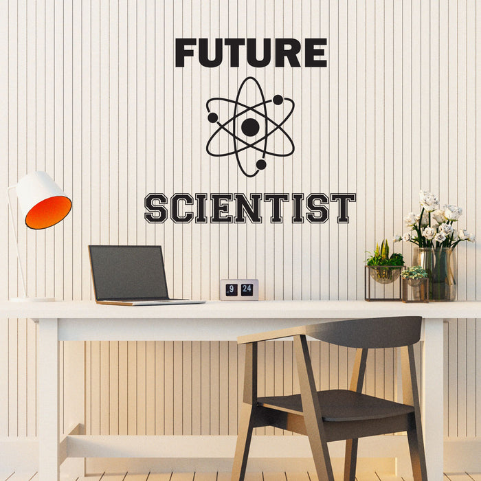 Future Scientist Vinyl Wall Decal Lettering Atom Decor for Class Rooms Stickers Mural (k282)