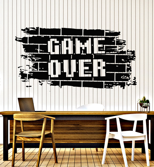 Vinyl Wall Decal Bricks Game Over Gaming Boys Play Room Video Games Stickers Mural (g2228)