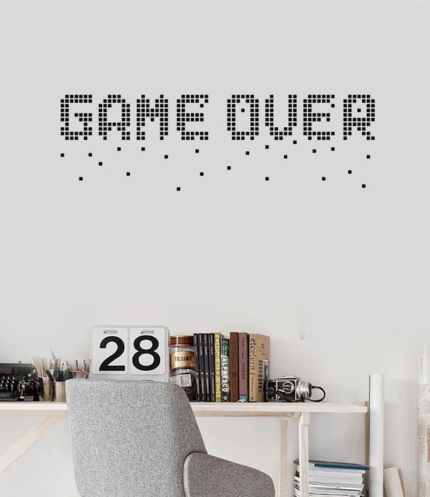 Vinyl Wall Decal Game Over Pixel Art Video Games Gamer Room Decoration Stickers Mural (ig5549)