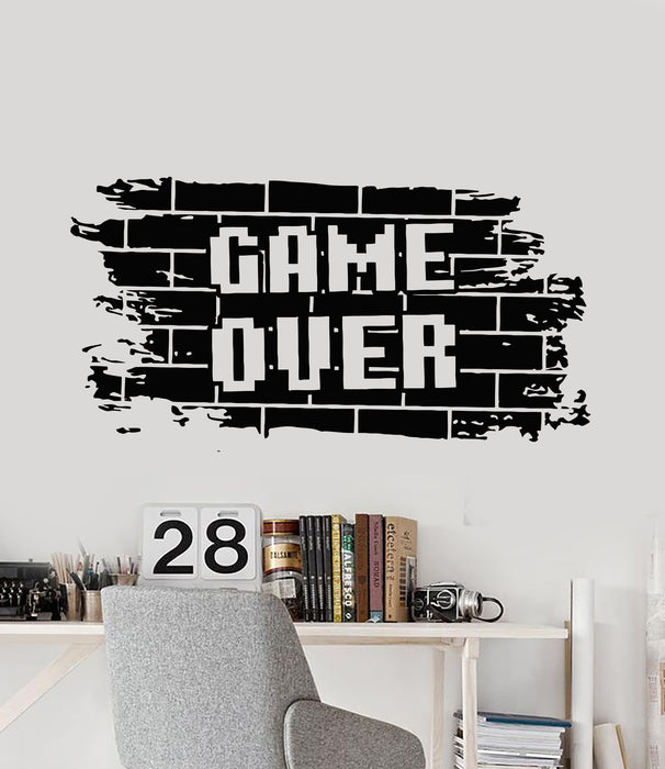 Vinyl Wall Decal Bricks Game Over Gaming Boys Play Room Video Games Stickers Mural (g2228)