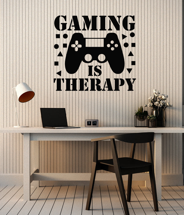 Vinyl Wall Decal Game Zone Words Gaming Is Therapy Playroom Stickers Mural (g2400)