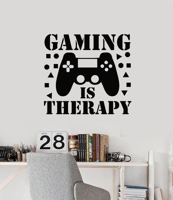 Vinyl Wall Decal Game Zone Words Gaming Is Therapy Playroom Stickers Mural (g2400)
