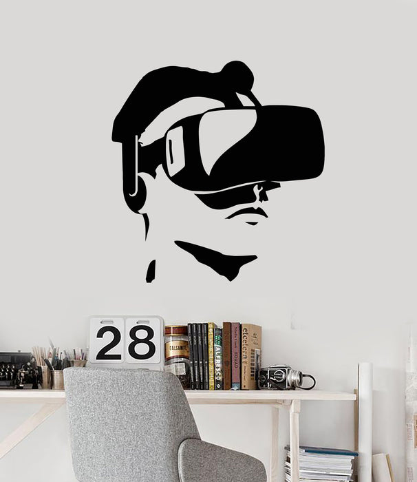 Vinyl Wall Decal VR Head-Mounted Display Geek Room Gamer Decor Stickers Mural (g446)