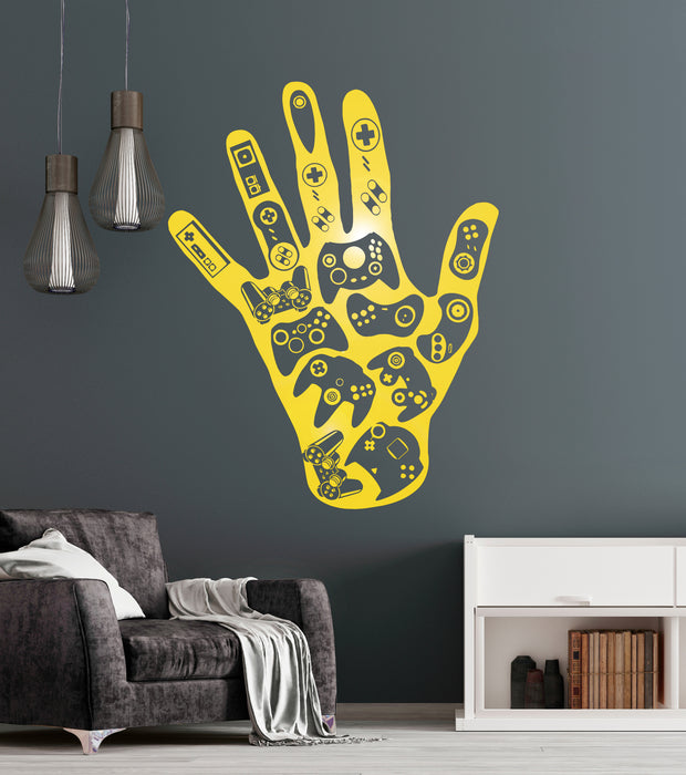 Gamer Hand Wall Decal Video Games Play Room Boys Vinyl Stickers Man Cave Decor Unique Gift (ig2531)