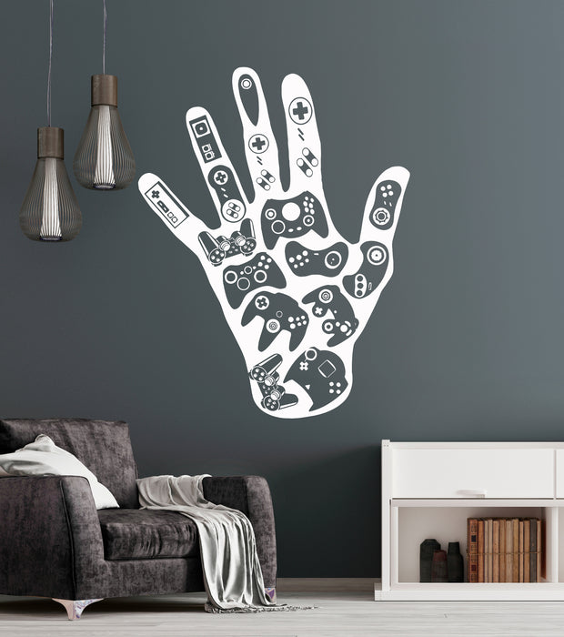 Gamer Hand Wall Decal Video Games Play Room Boys Vinyl Stickers Man Cave Decor Unique Gift (ig2531)