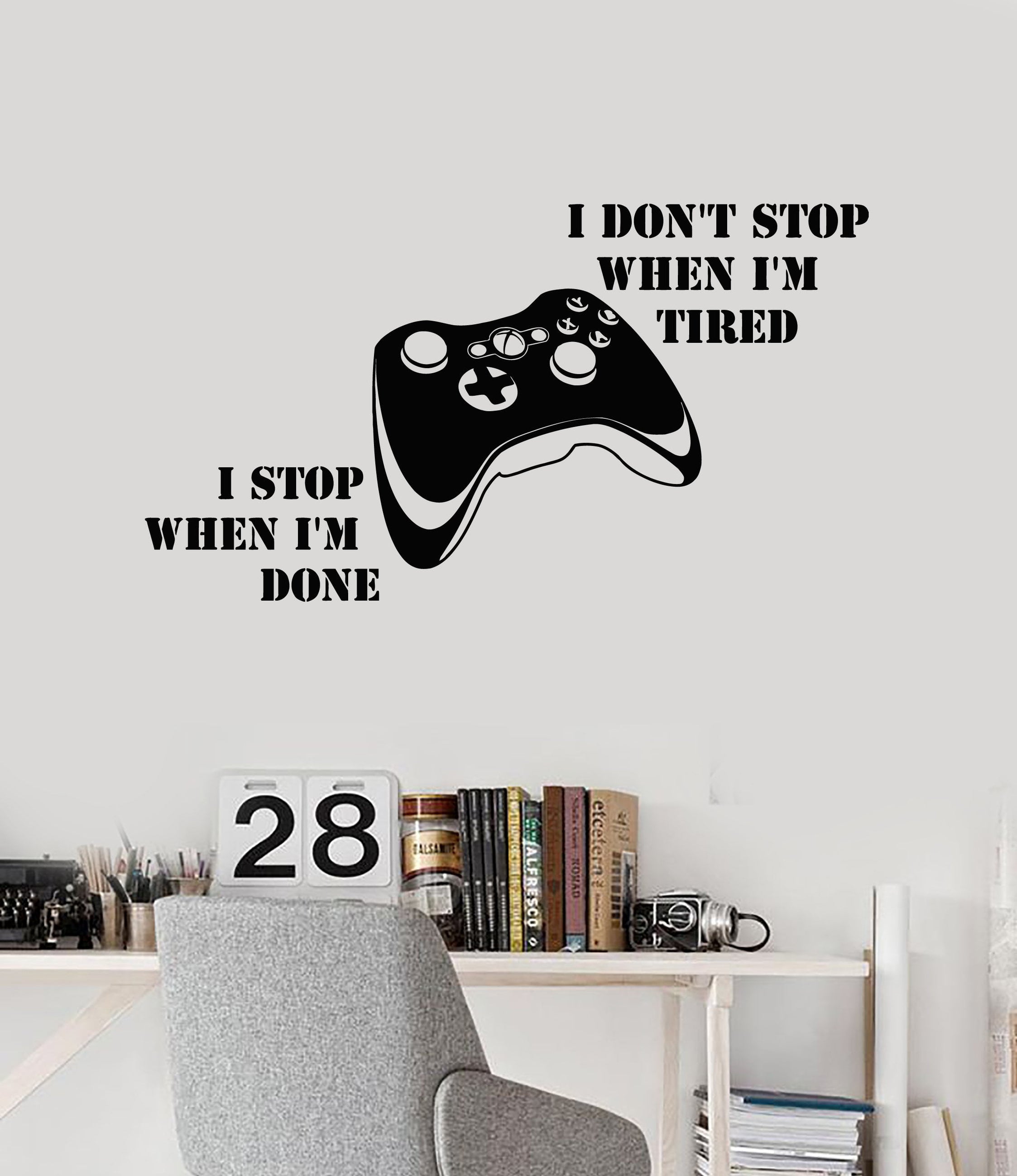 Vinyl Wall Decal Gamer Quote Video Game Controller Joystick Stickers M ...