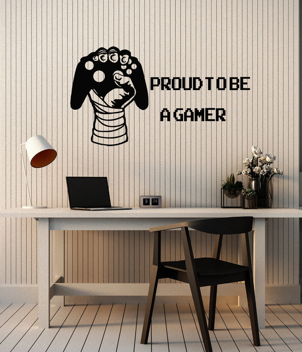 Vinyl Wall Decal Gamer Hand Video Game Teen Room Interior Gaming Quote Stickers Mural (ig5902)