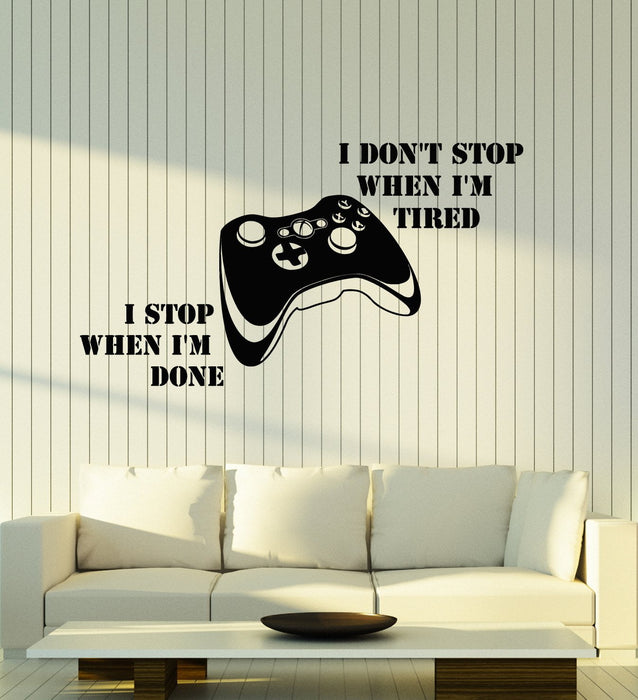 Vinyl Wall Decal Gamer Quote Video Game Controller Joystick Stickers Mural Unique Gift (ig5233)
