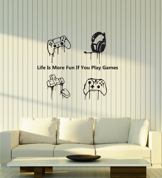 Vinyl Wall Decal Gamer Quote Stuff Teen Room Interior Gaming Art Interior Stickers Mural (ig5748)